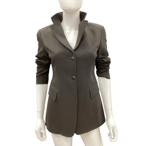 Emanuel Ungaro Petite Blazer Women’s SZ XS Made In Korea Pockets Chocolate Brown - Picture 2 of 5